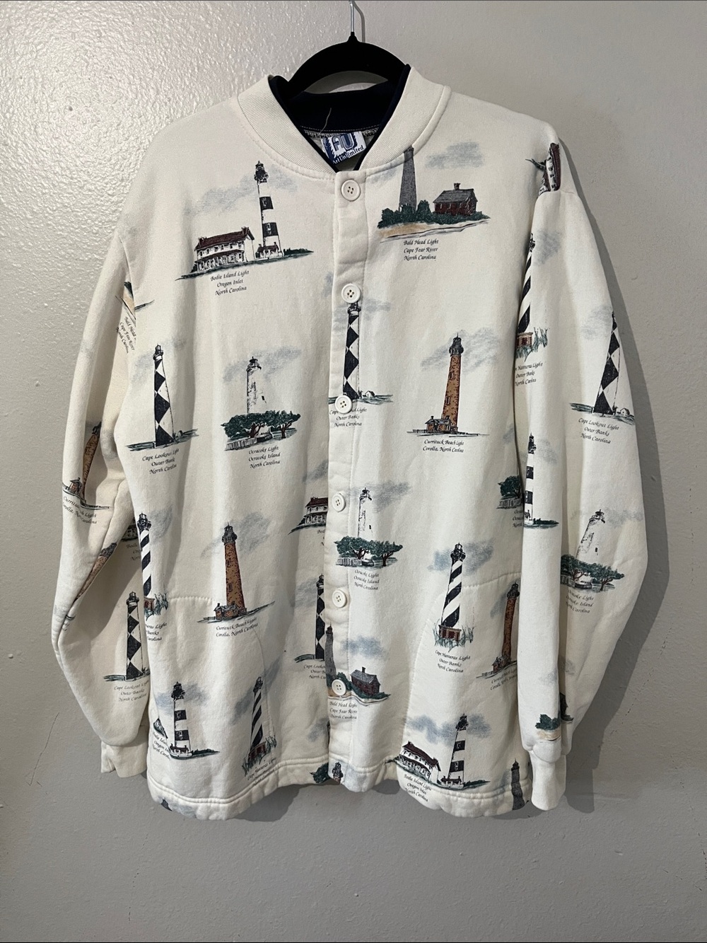 Art Unlimited Vintage Button Down Lighthouses Cardigan